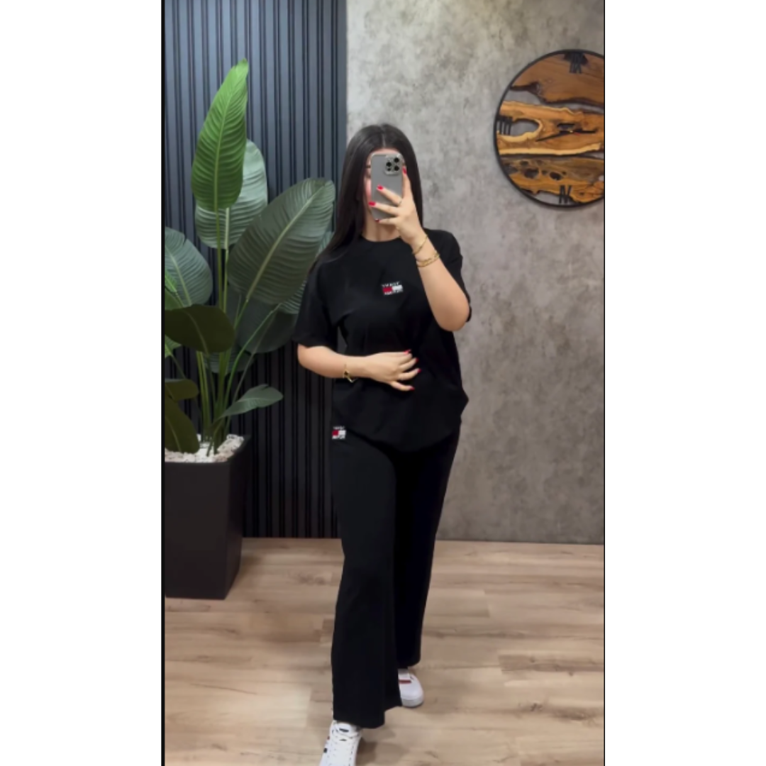 Imagine Casual Black Tee Trouser Drop 7