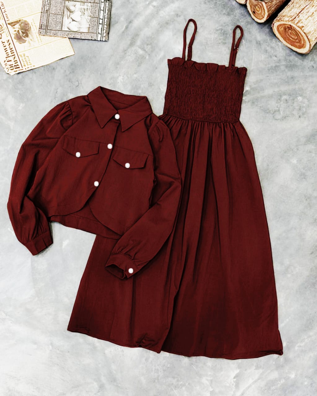 Romper Style With Upper Coat Fashionable 2piece Set.