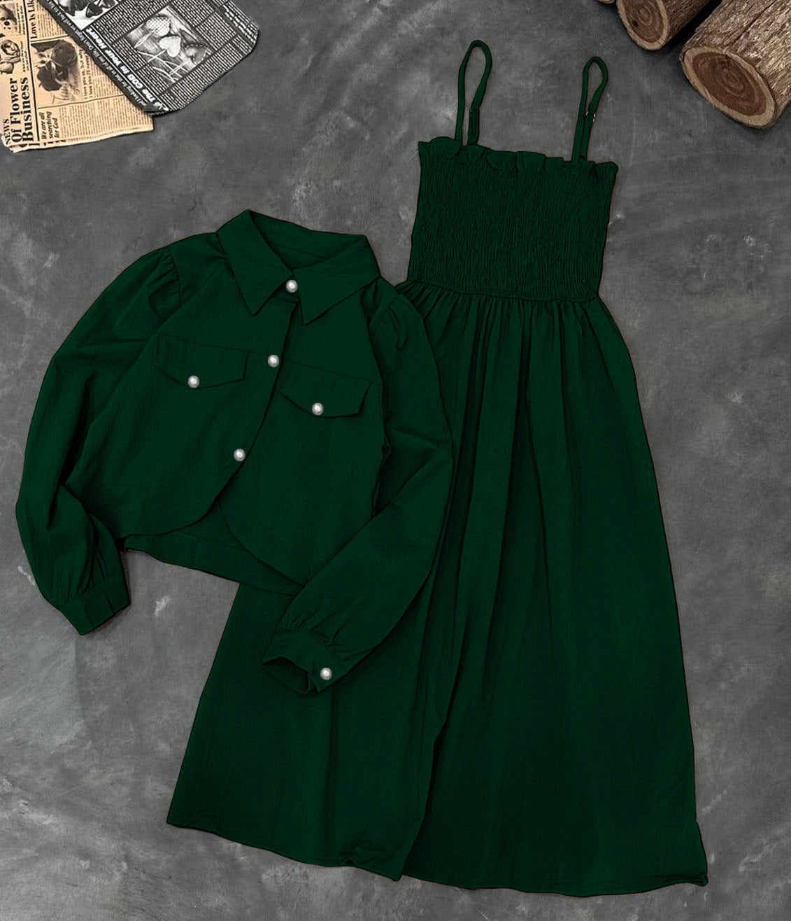 Romper Style With Upper Coat Fashionable 2piece Set.