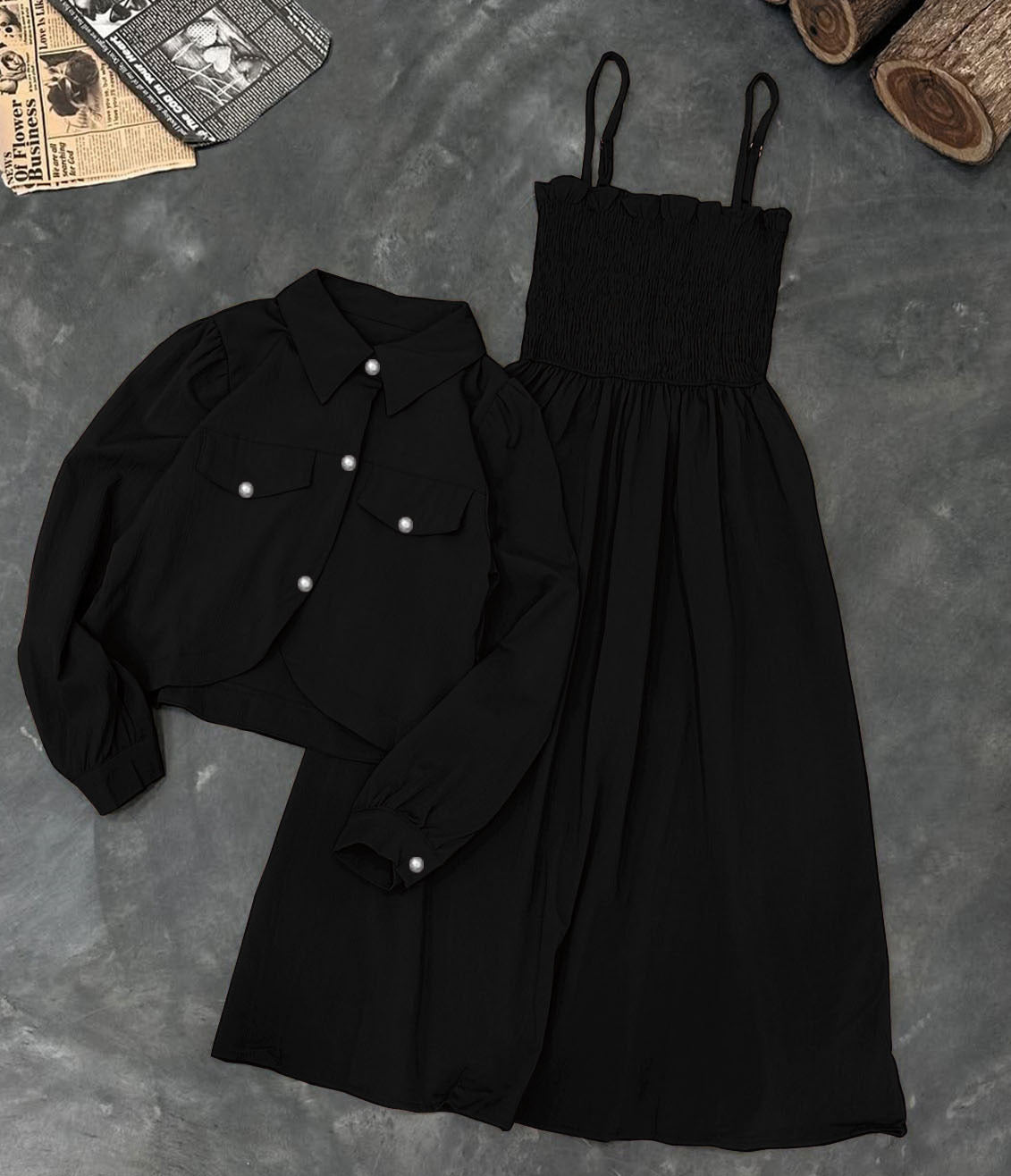 Romper Style With Upper Coat Fashionable 2piece Set.