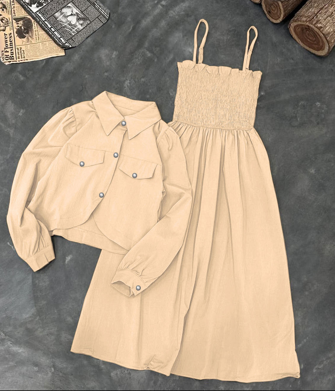 Romper Style With Upper Coat Fashionable 2piece Set.
