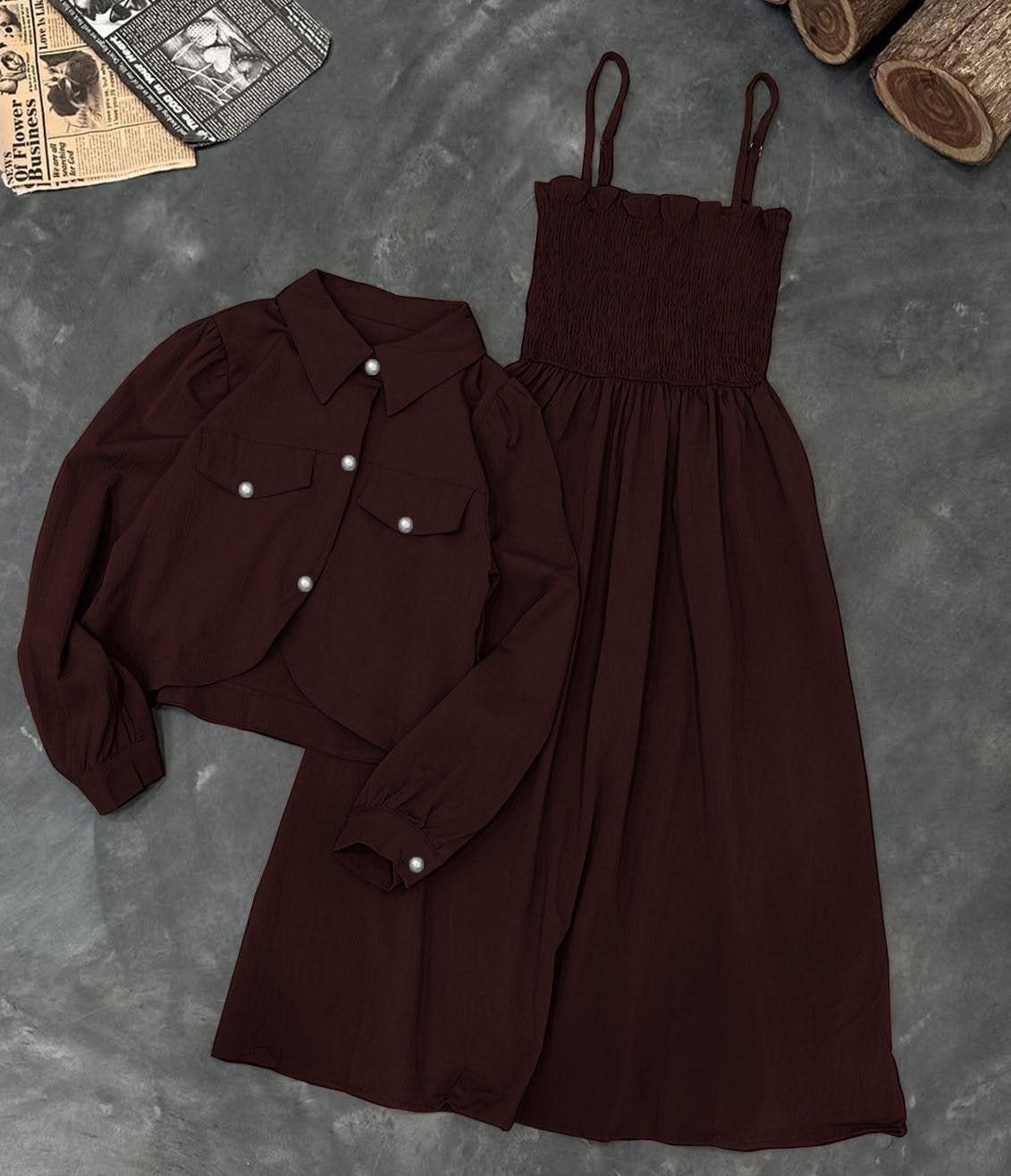 Romper Style With Upper Coat Fashionable 2piece Set.
