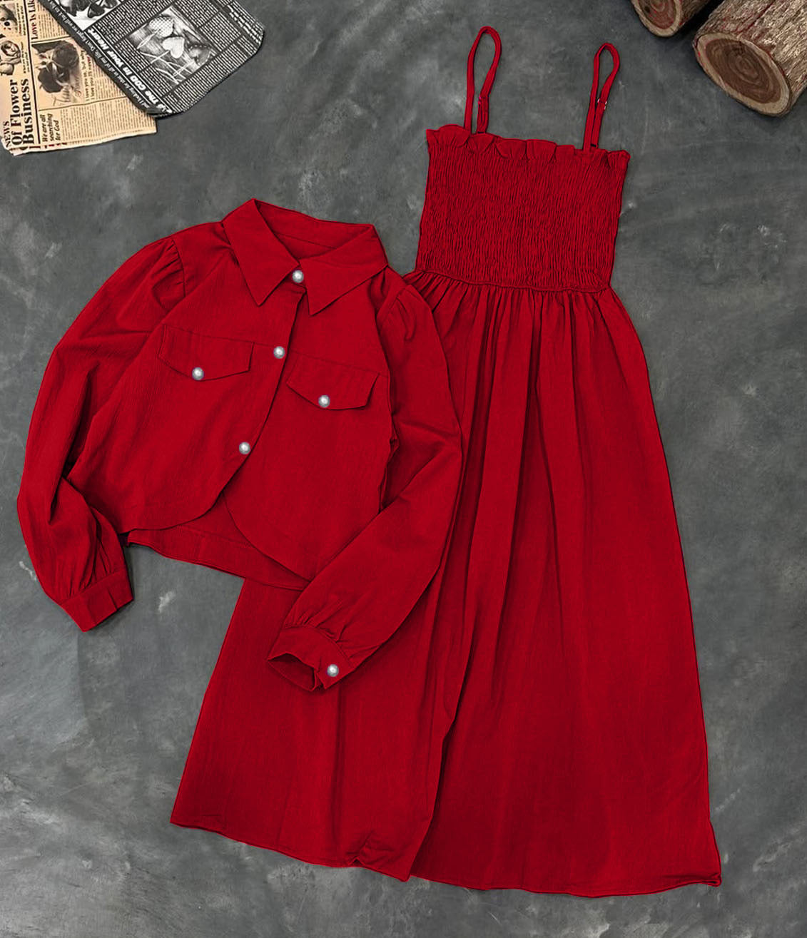 Romper Style With Upper Coat Fashionable 2piece Set.