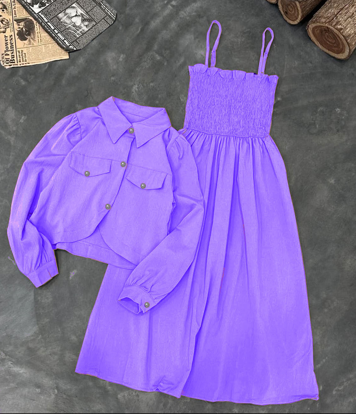 Romper Style With Upper Coat Fashionable 2piece Set.