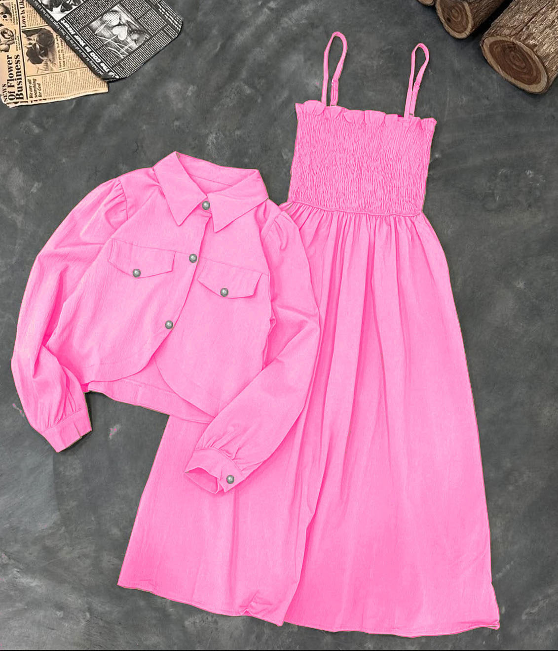 Romper Style With Upper Coat Fashionable 2piece Set.