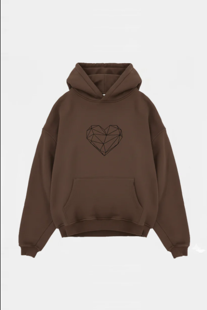 Crystal Heart Brown Hoody.