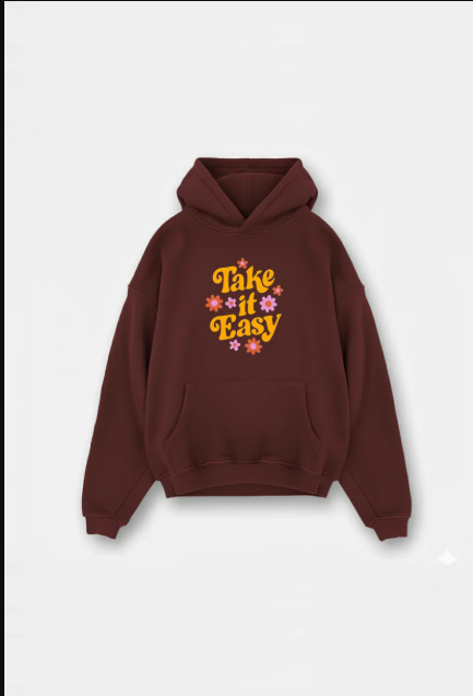 Take It Easy Maroon Winter Hoody.