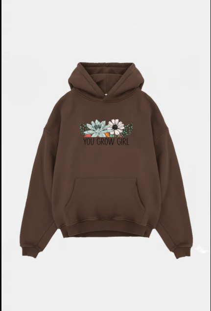 You Grow Girl Brown Winter Hoody.