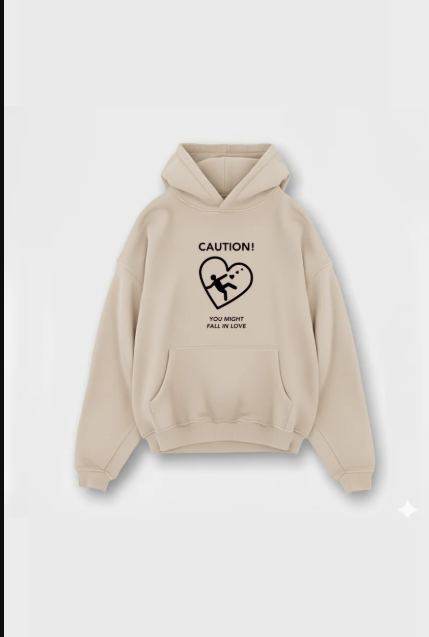 Caution Beige Winter Hoody.