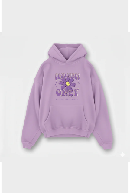 Good Vibes Only Lilac Winter Hoody.
