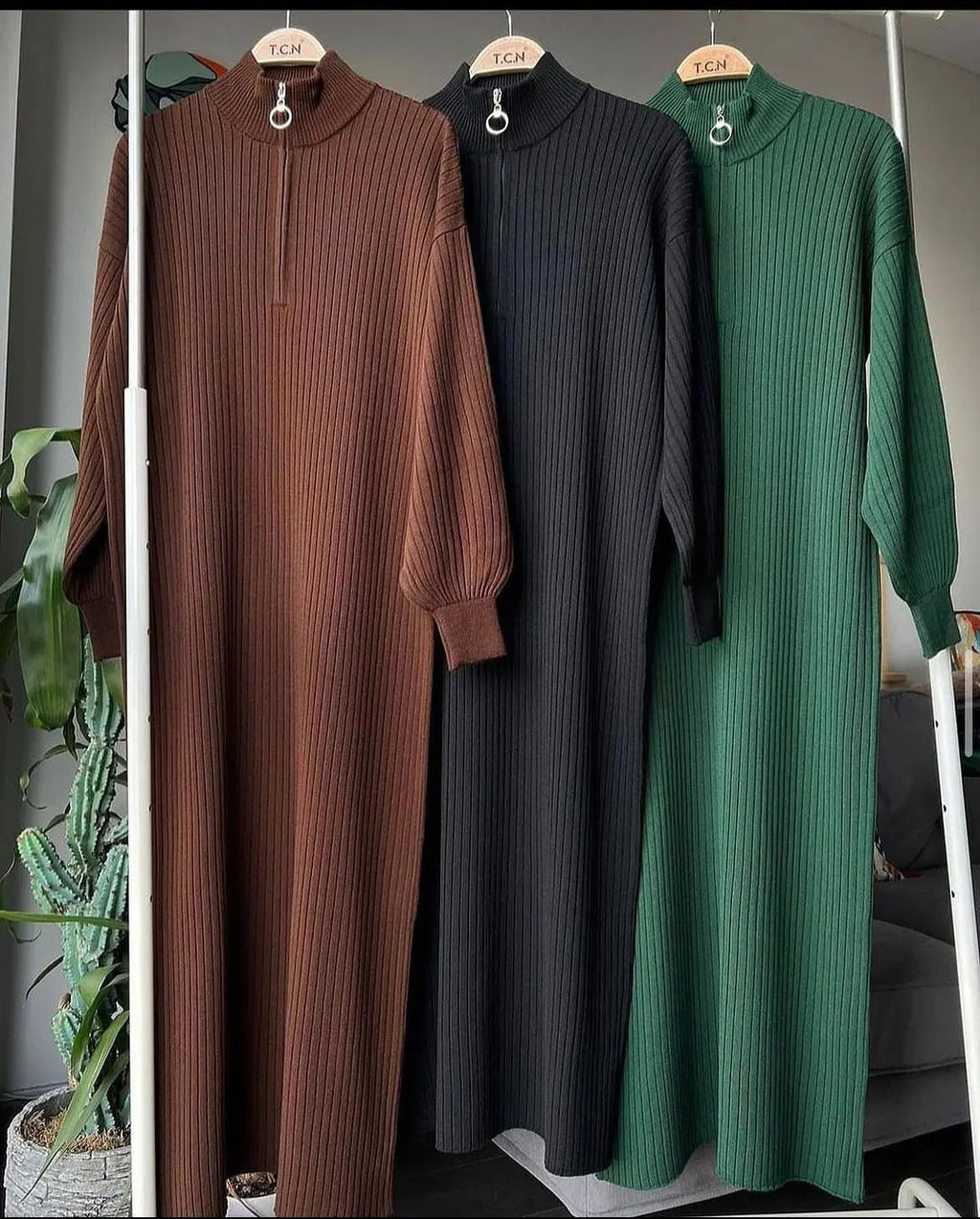 Winters Turkish Zip Long Body Con Dress.