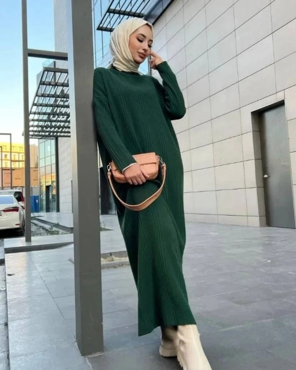 Winters Turkish Zip Long Body Con Dress.