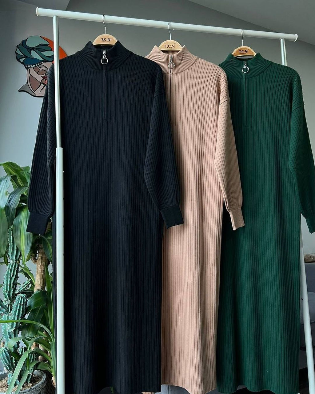 Winters Turkish Zip Long Body Con Dress.